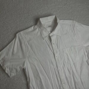 Buck Mason Button Shirt Mens Large L White Short Sleeve Casual Classic